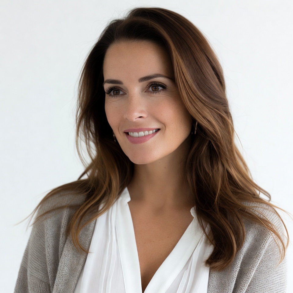 Smiling woman with brown hair Smiling woman with brown hair