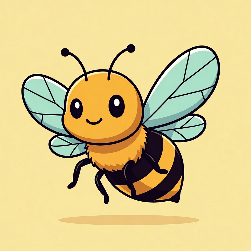 Cute Cartoon Bee Flying Cute Cartoon Bee Flying