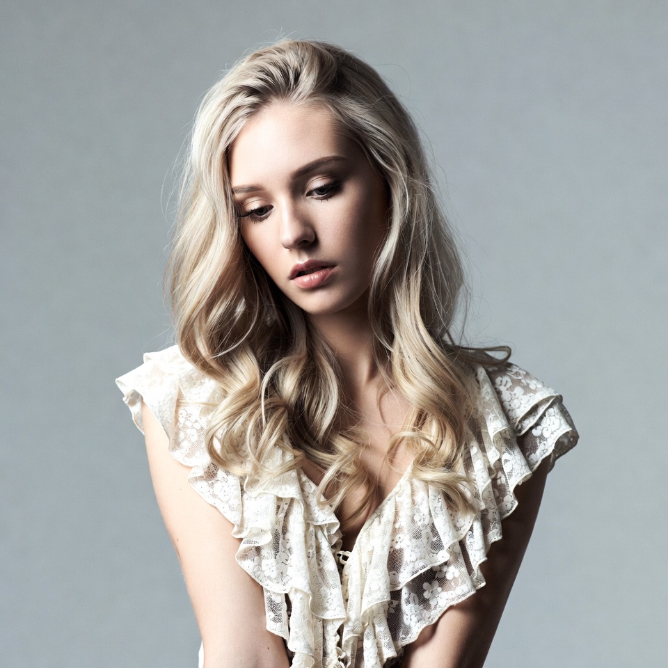 Blonde woman in lace top Blonde woman in lace top