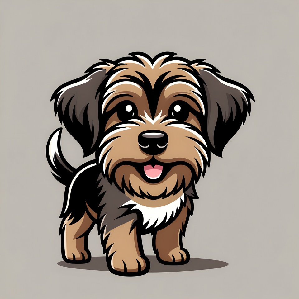 Cute cartoon yorkie puppy standing Cute cartoon yorkie puppy standing