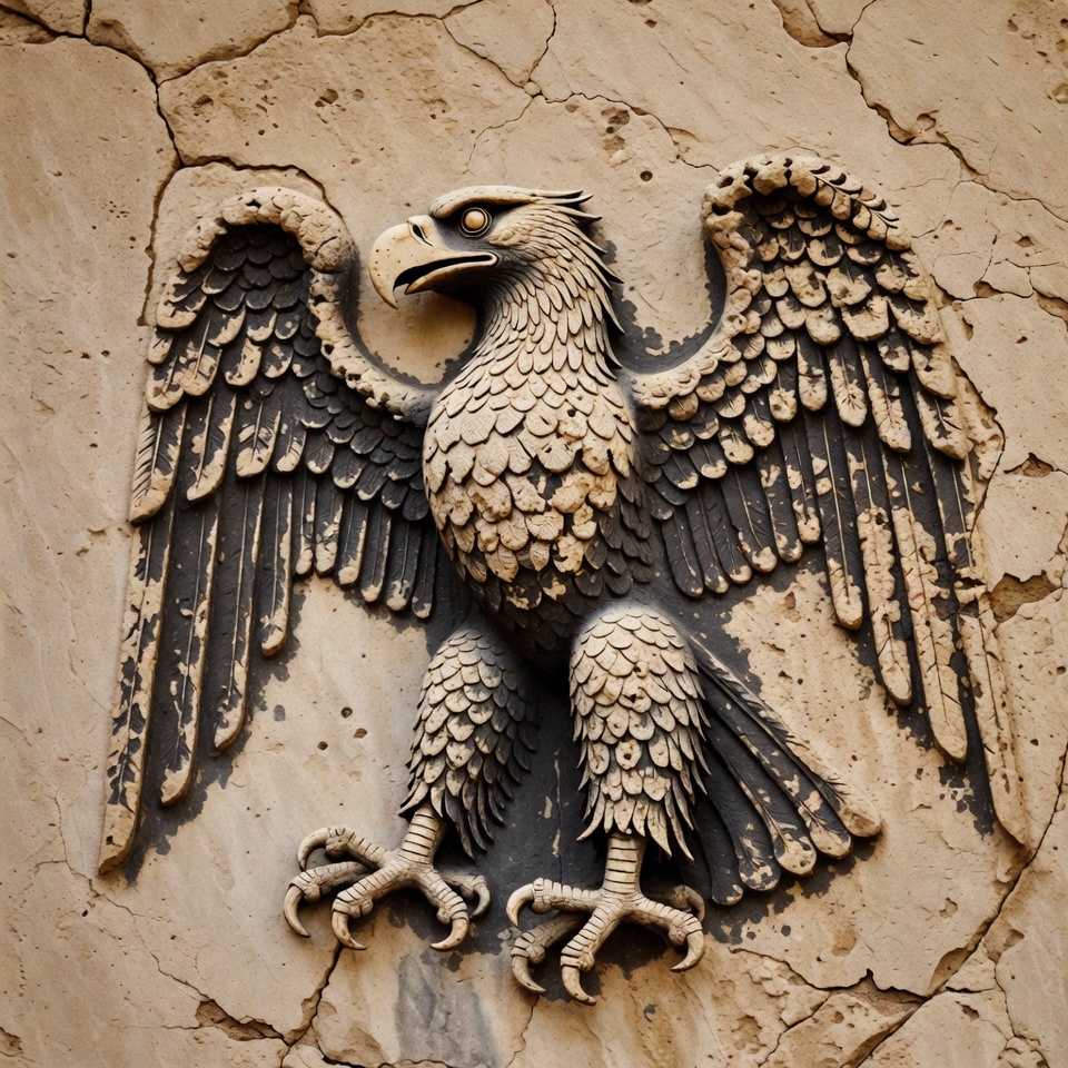 Stone Eagle Relief on Wall Stone Eagle Relief on Wall