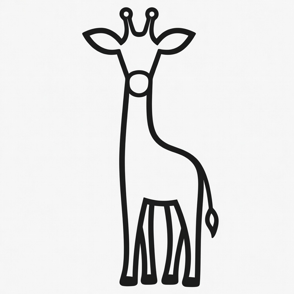 Giraffe wearing crown outline Giraffe wearing crown outline