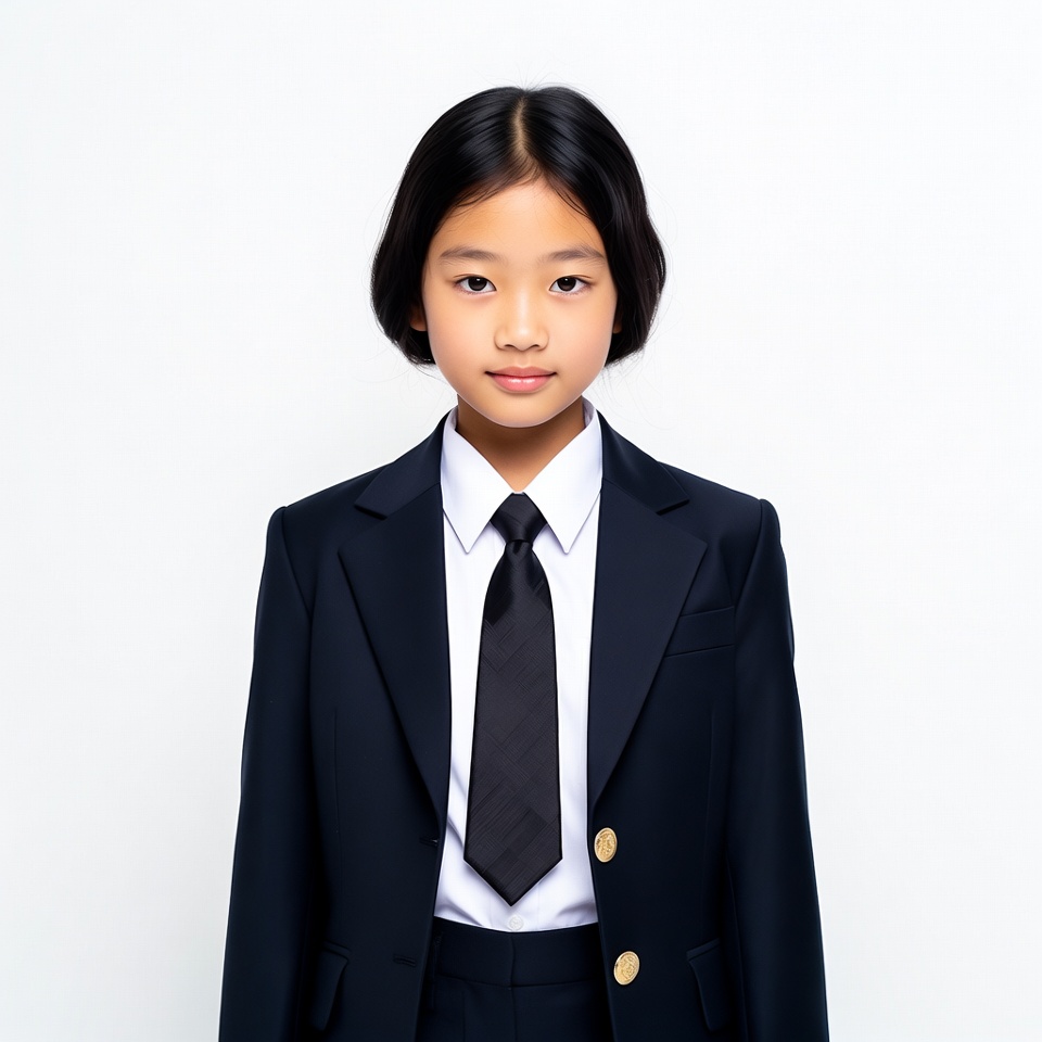 Asian girl in navy school uniform Asian girl in navy school uniform