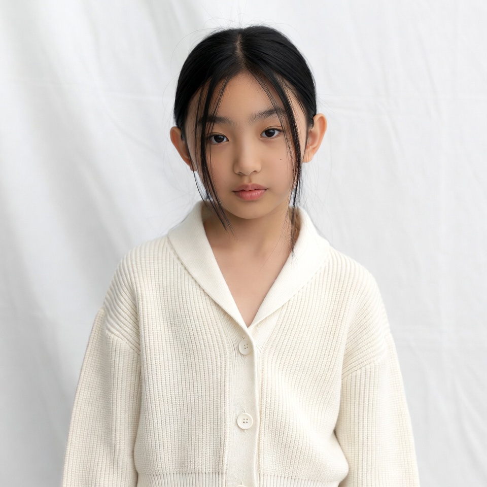 Asian girl in white cardigan Asian girl in white cardigan