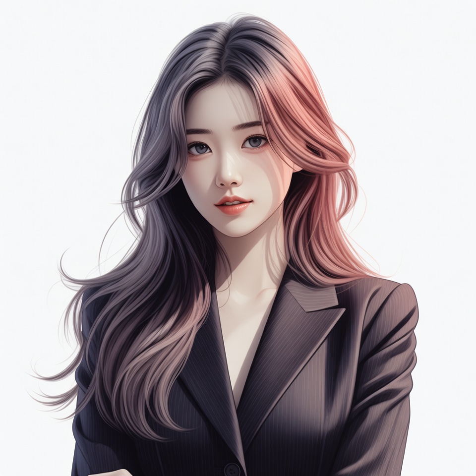 Anime girl in black suit Anime girl in black suit