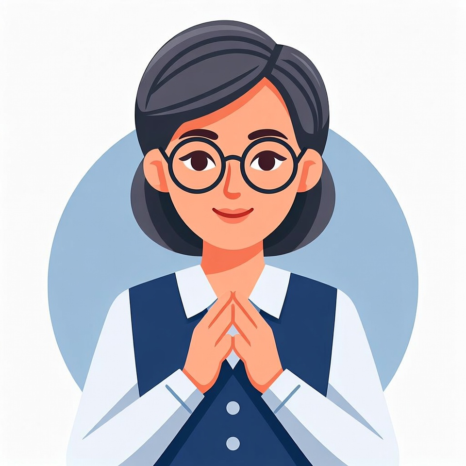 Asian woman praying with hands clasped Asian woman praying with hands clasped