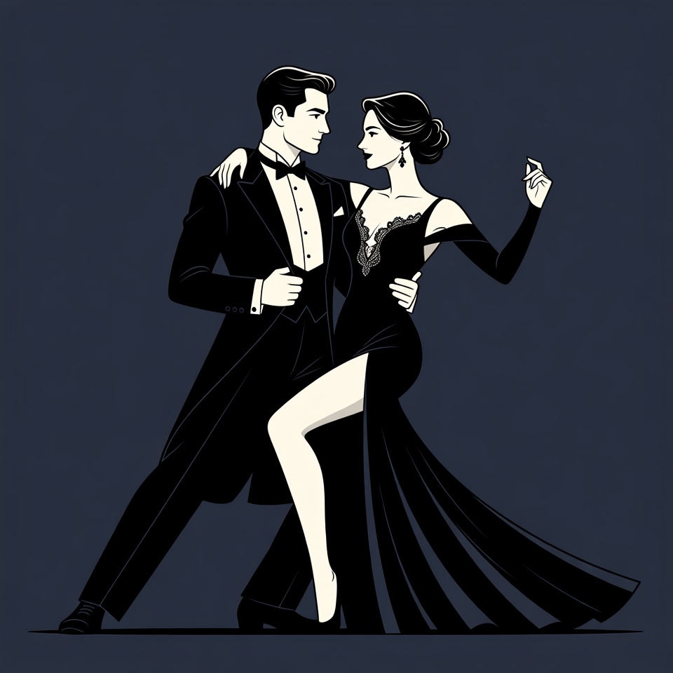 Elegant couple dancing tango illustration Elegant couple dancing tango illustration