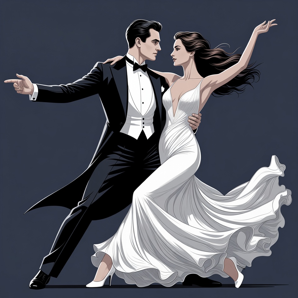 Elegant Couple Dancing Tango Elegant Couple Dancing Tango