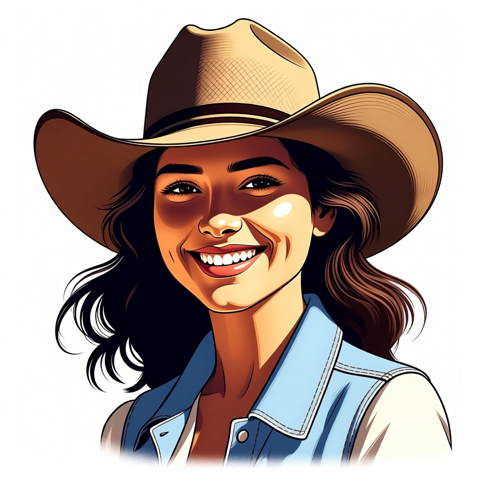 Smiling woman in cowboy hat Smiling woman in cowboy hat