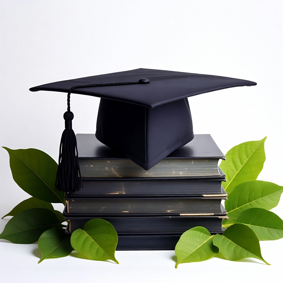 Graduation Cap on Stack of Books Graduation Cap on Stack of Books