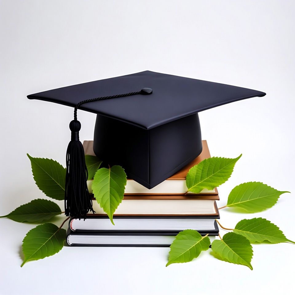 Black Graduation Cap on Books Black Graduation Cap on Books