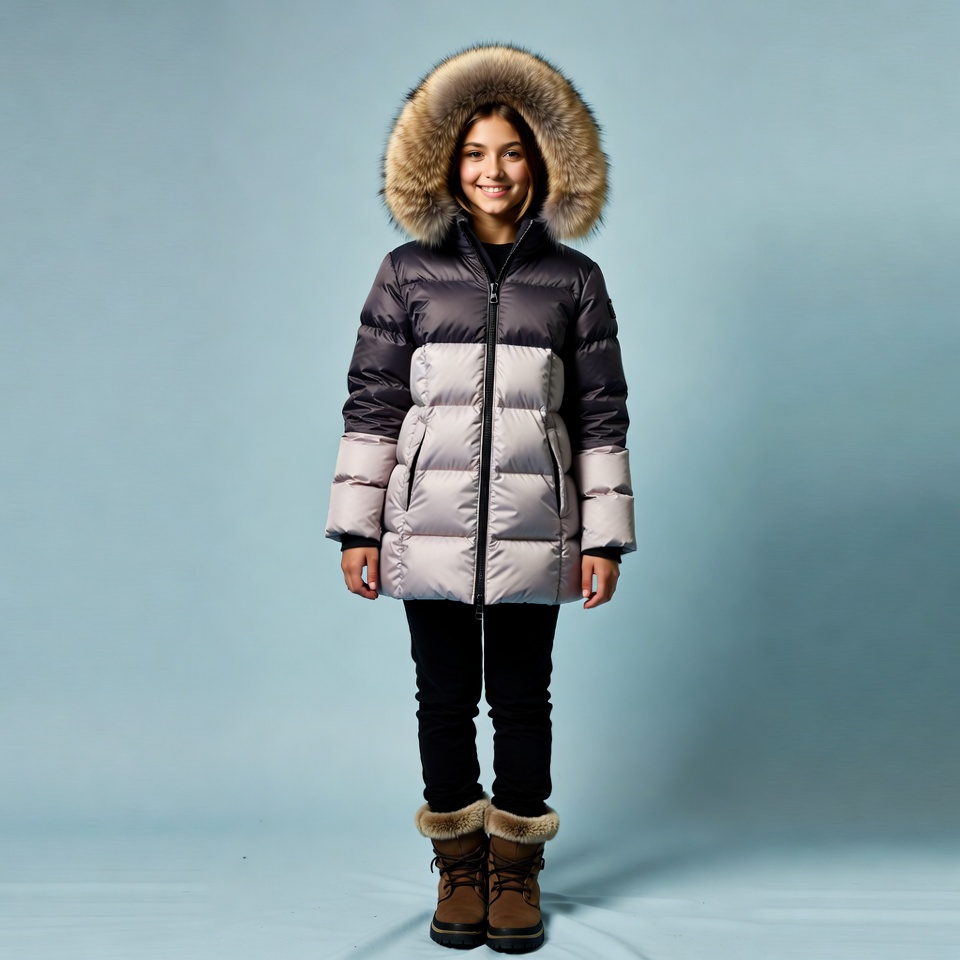 Girl in fur hooded parka jacket Girl in fur hooded parka jacket
