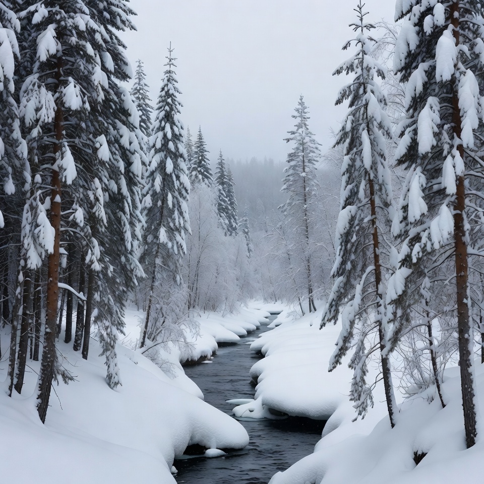 Snowy River in Pine Forest Snowy River in Pine Forest