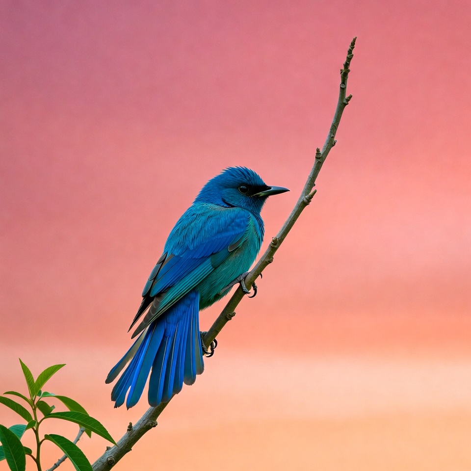 Blue bird perched on branch Blue bird perched on branch