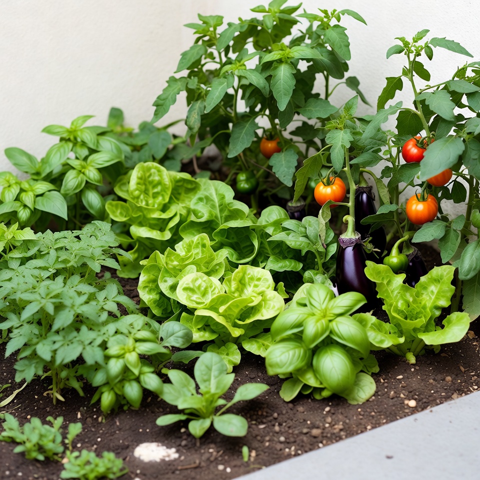 Vegetable Garden with Tomatoes Eggplants Peppers Vegetable Garden with Tomatoes Eggplants Peppers