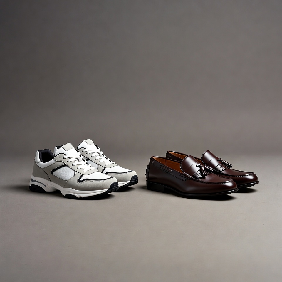 White Sneakers and Brown Loafers White Sneakers and Brown Loafers