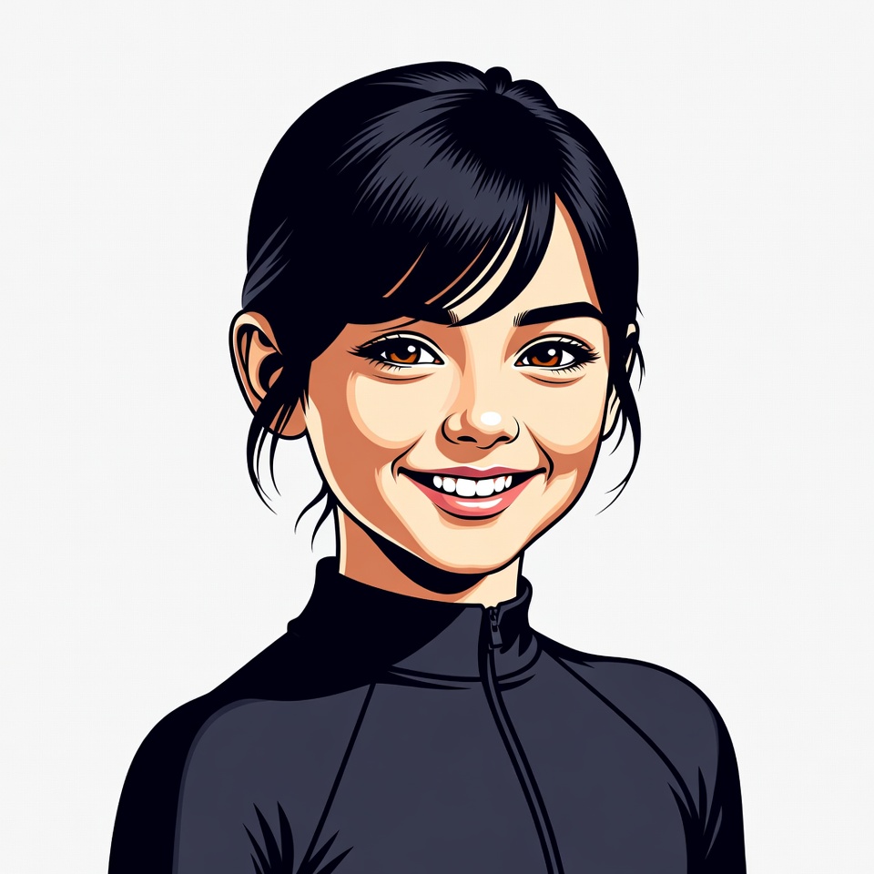 Smiling Asian girl in black zip-up jacket Smiling Asian girl in black zip-up jacket