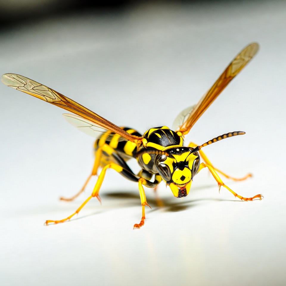 Yellow Jacket Wasp with Spread Wings Yellow Jacket Wasp with Spread Wings