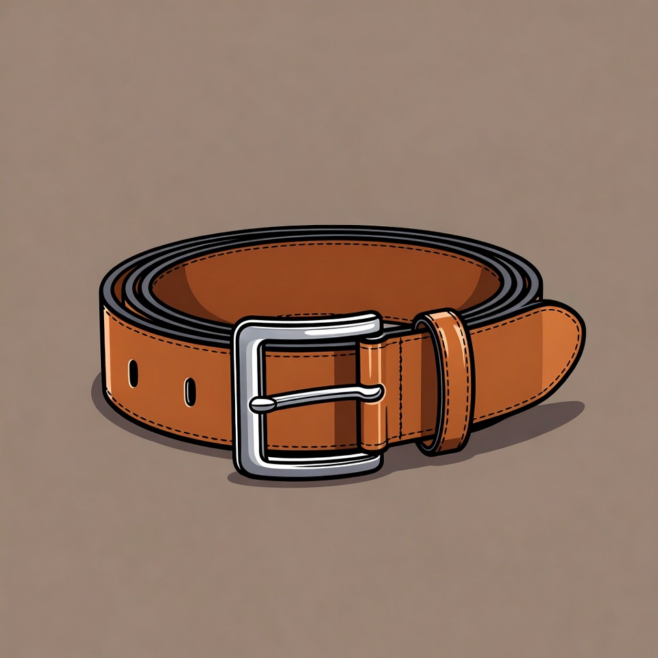 Brown leather belt with silver buckle Brown leather belt with silver buckle