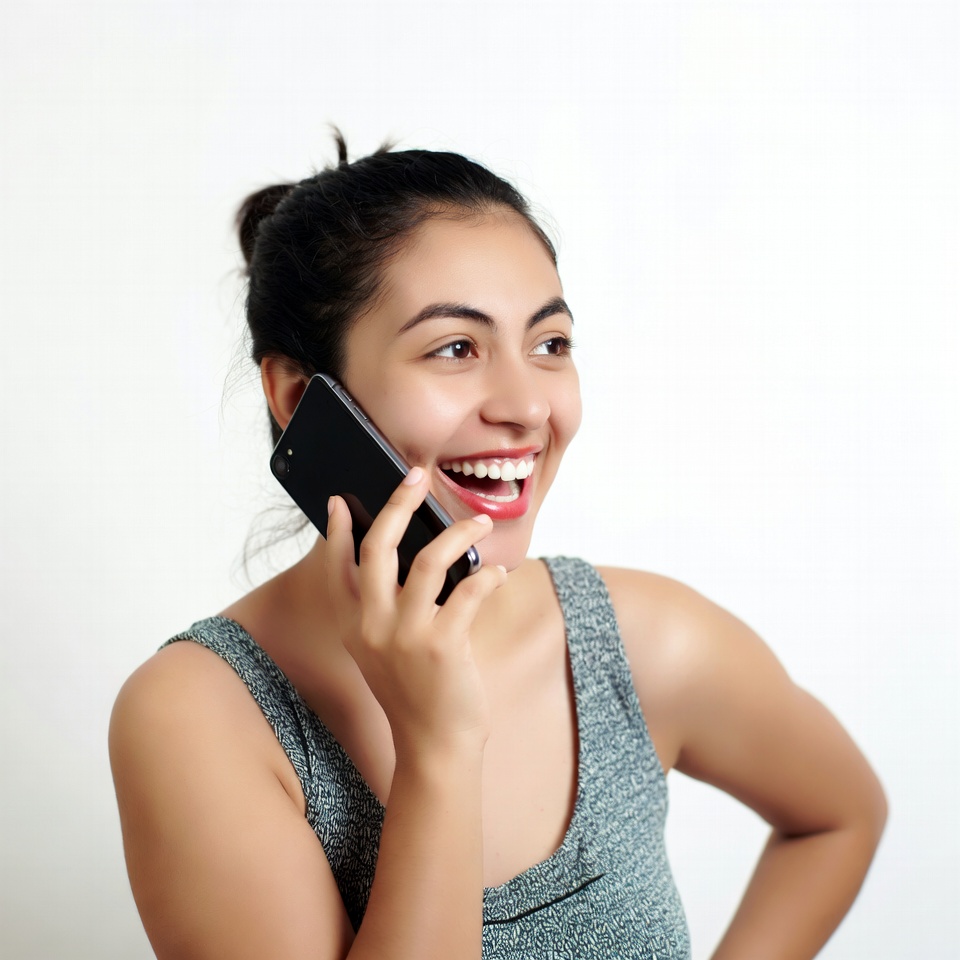 Young woman laughing on phone Young woman laughing on phone