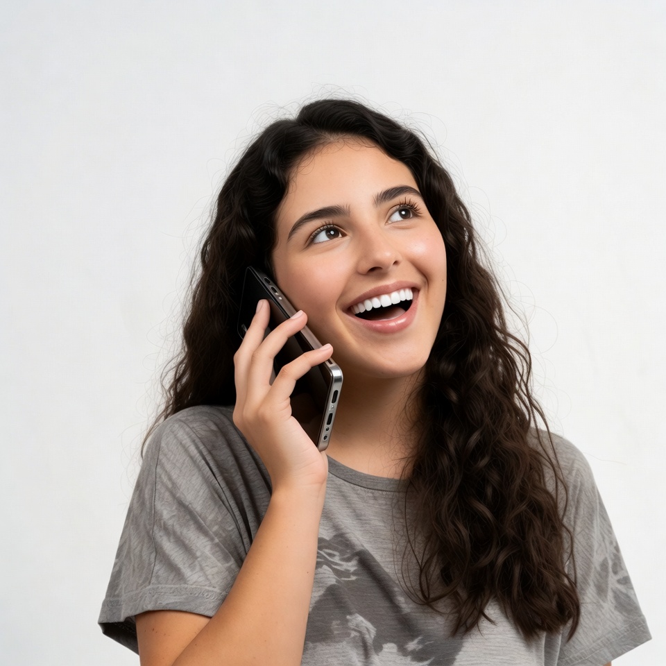 Young woman laughing on phone call Young woman laughing on phone call