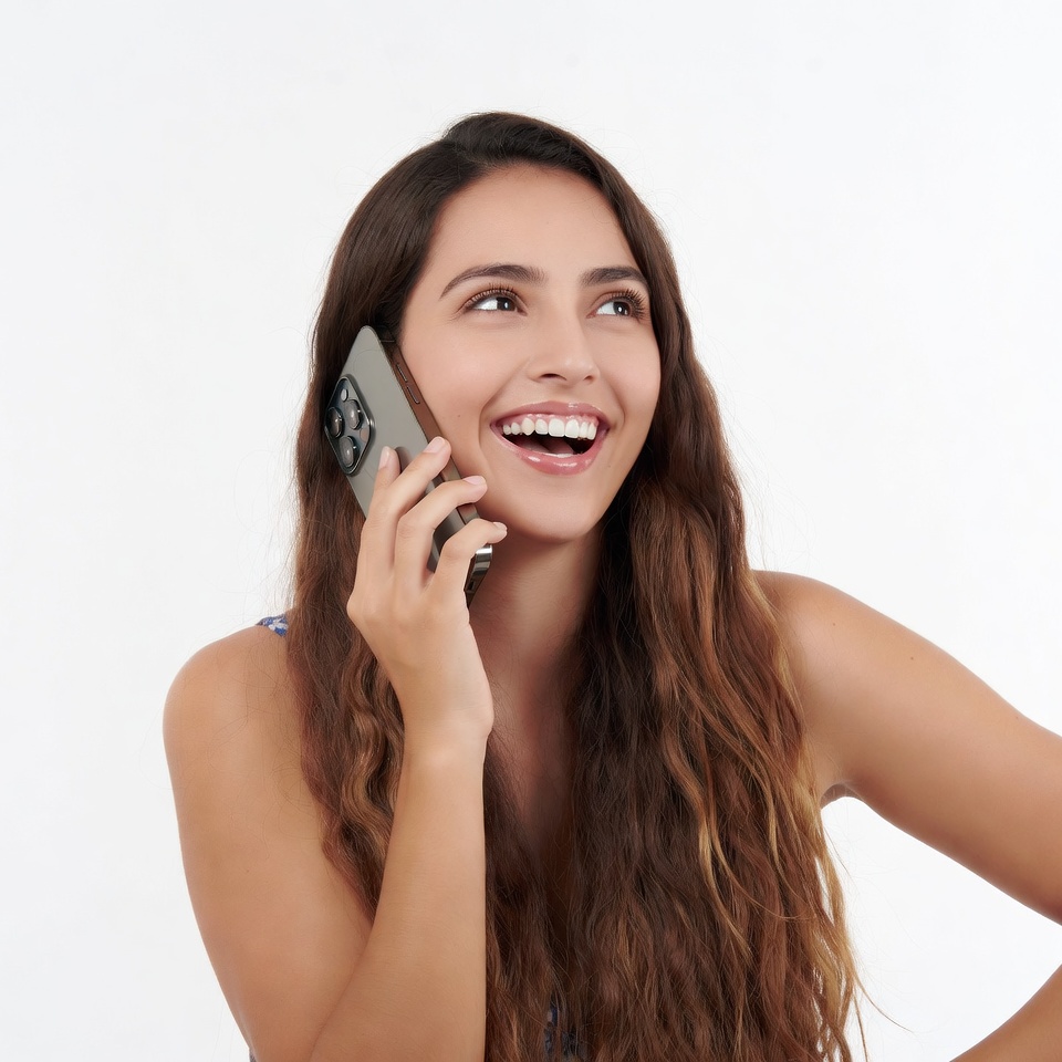 Young woman laughing on phone call Young woman laughing on phone call