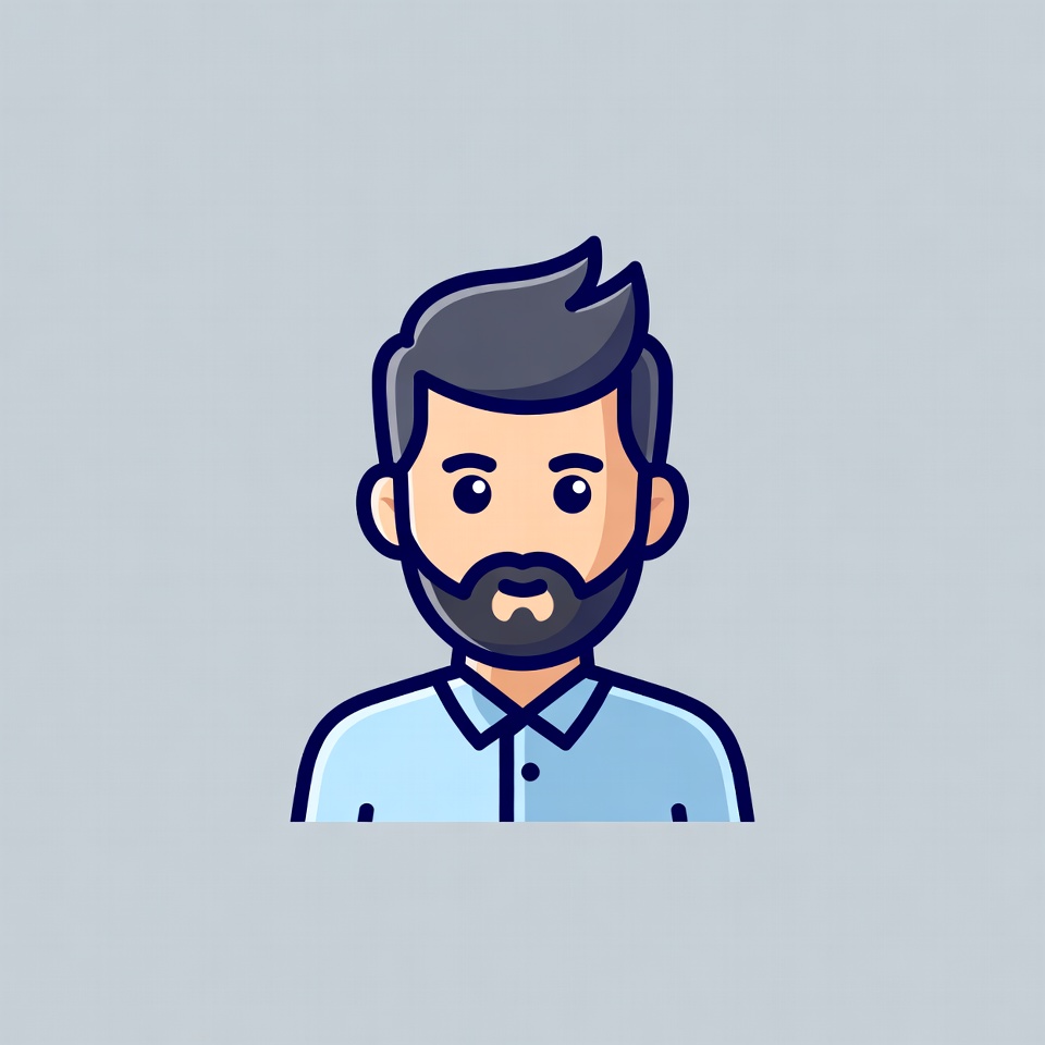 Bearded man in blue shirt illustration Bearded man in blue shirt illustration