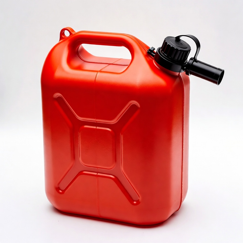 Red plastic gas can Red plastic gas can