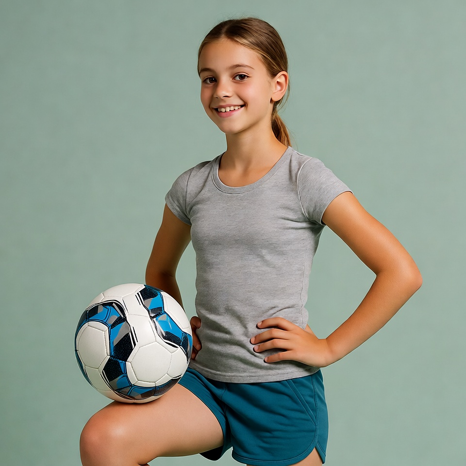 Girl holding soccer ball Girl holding soccer ball