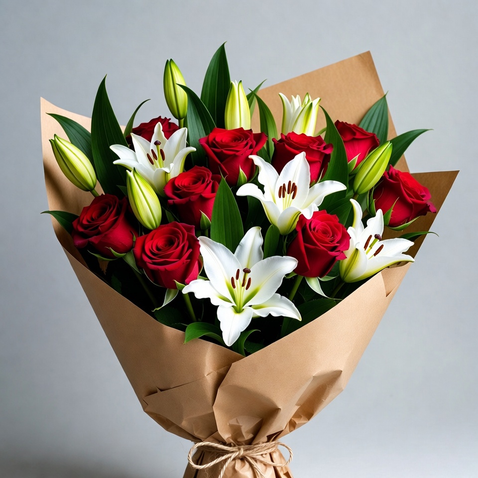 Red Roses and White Lilies Bouquet Red Roses and White Lilies Bouquet