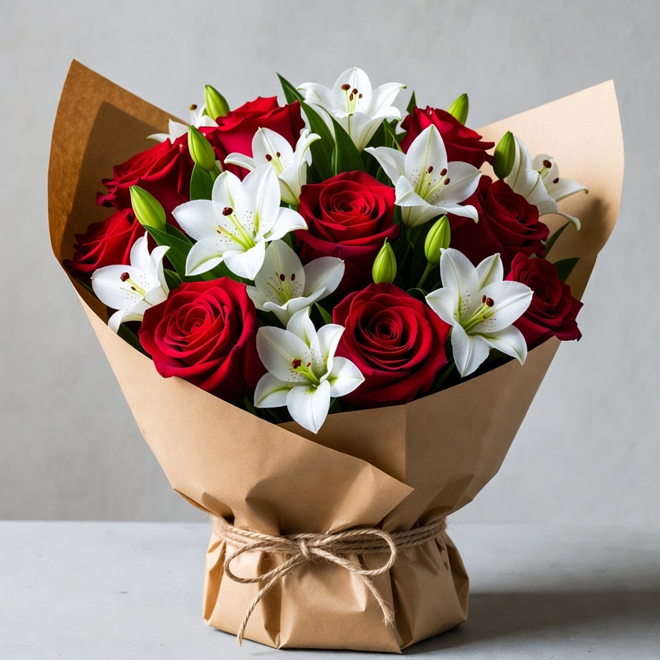Red Roses and White Lilies Bouquet Red Roses and White Lilies Bouquet