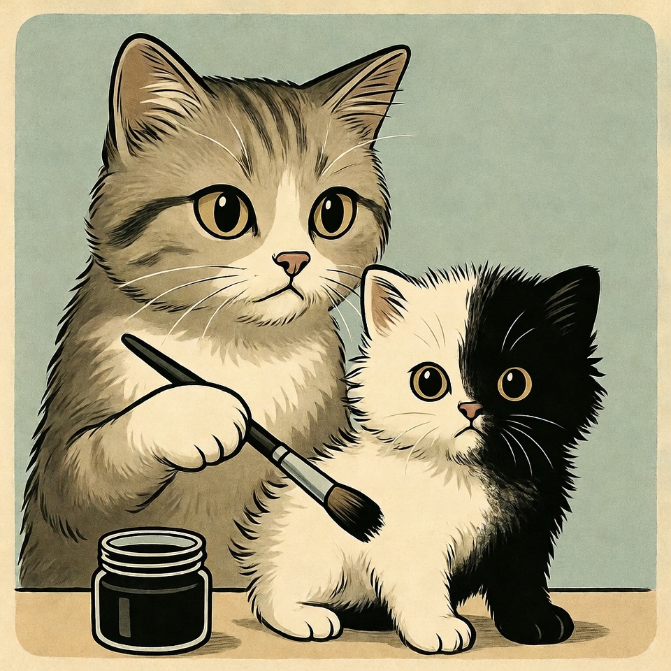 Mother Cat Painting Kitten Mother Cat Painting Kitten