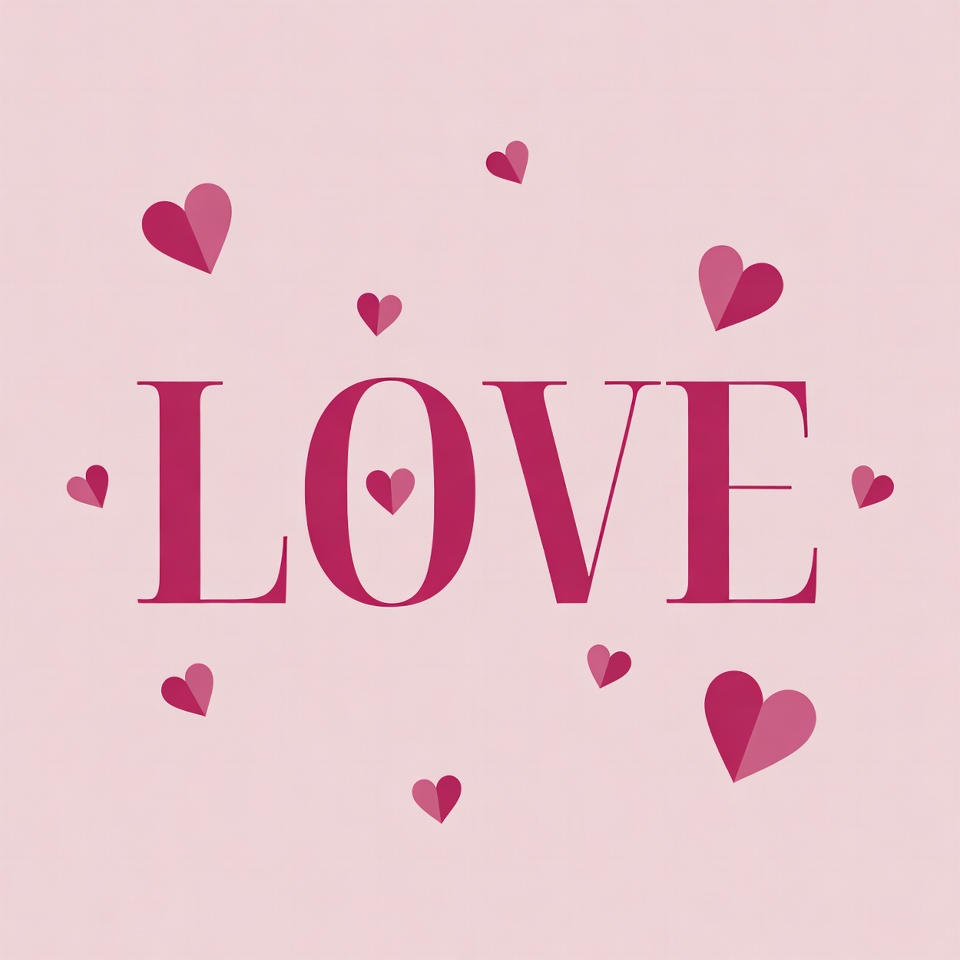 LOVE text with pink hearts LOVE text with pink hearts