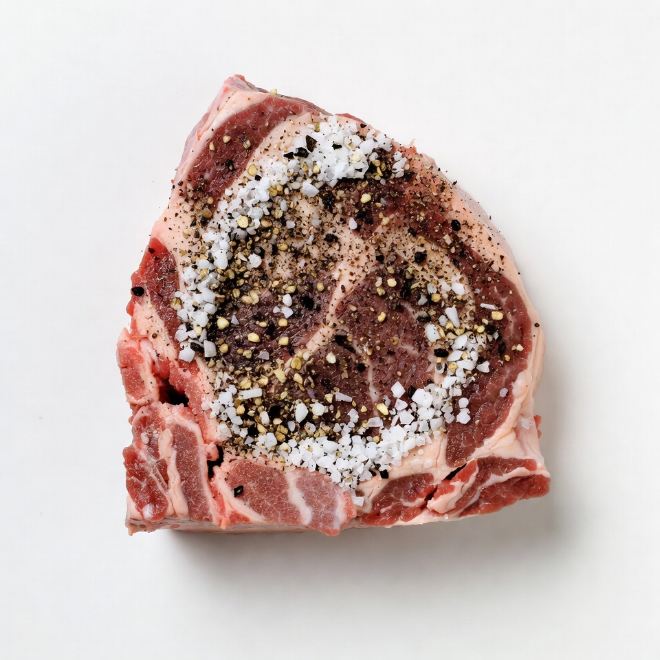 Seasoned raw ribeye steak Seasoned raw ribeye steak