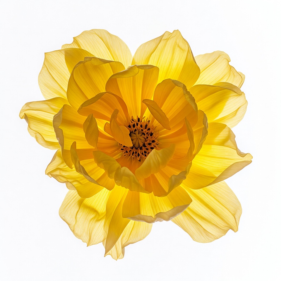 Yellow Dahlia Flower on White Background Yellow Dahlia Flower on White Background