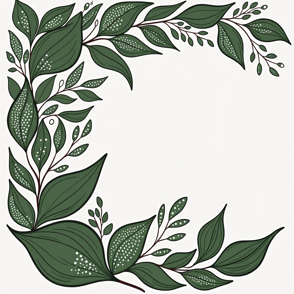 Green Leaf Corner Border Illustration Green Leaf Corner Border Illustration