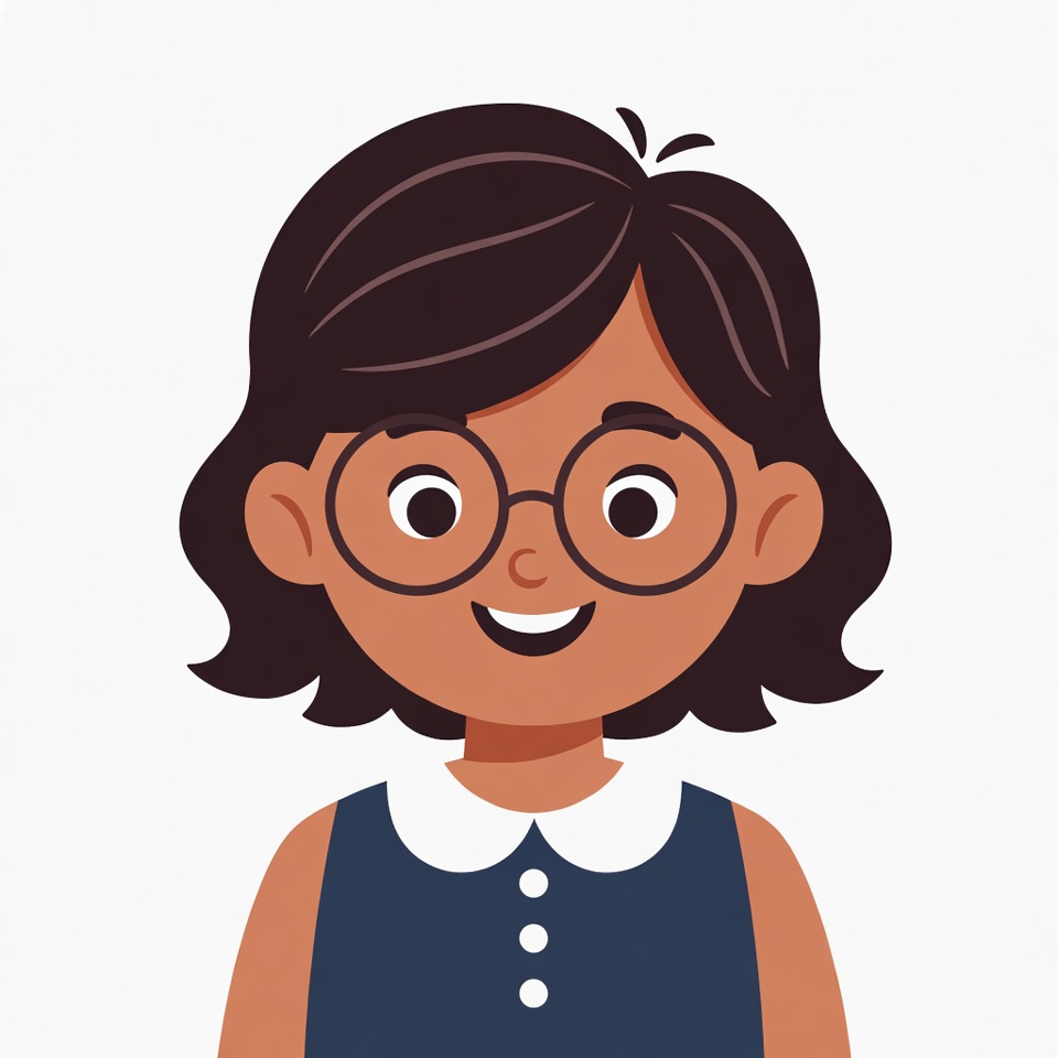 Smiling Asian girl with glasses illustration Smiling Asian girl with glasses illustration