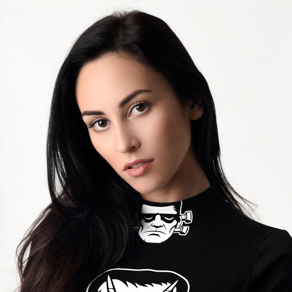 Woman in Frankenstein black turtleneck Woman in Frankenstein black turtleneck