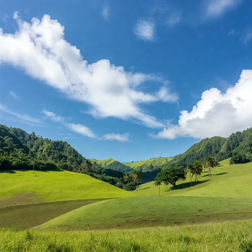 Tropical green valley with palm trees Tropical green valley with palm trees