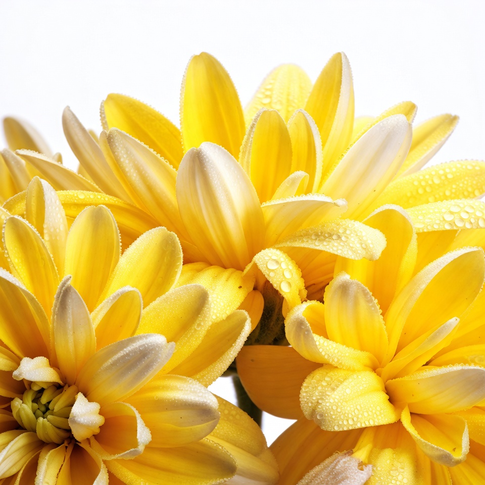 Yellow Gerbera Daisies with Water Droplets Yellow Gerbera Daisies with Water Droplets