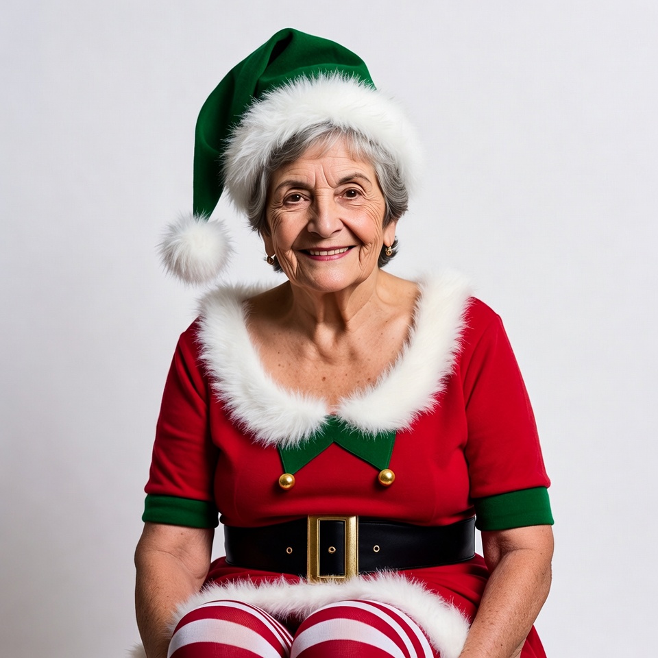 Elderly woman in elf costume Elderly woman in elf costume