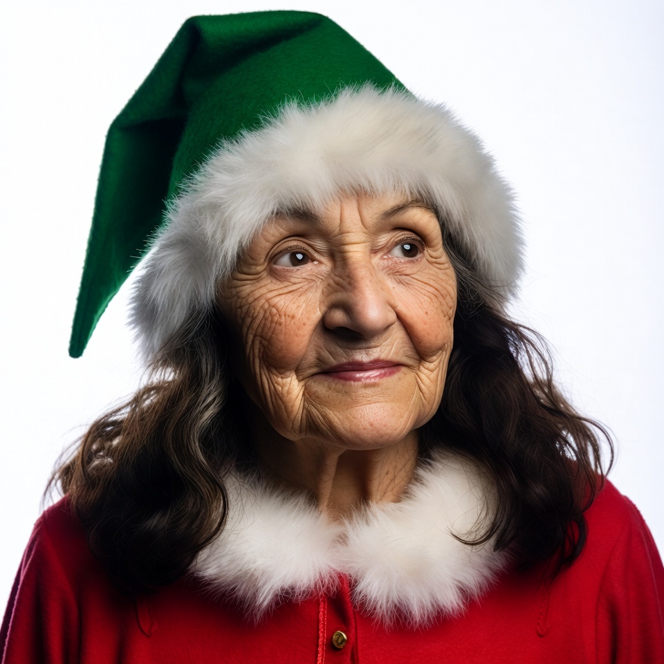 Elderly woman in elf hat Elderly woman in elf hat