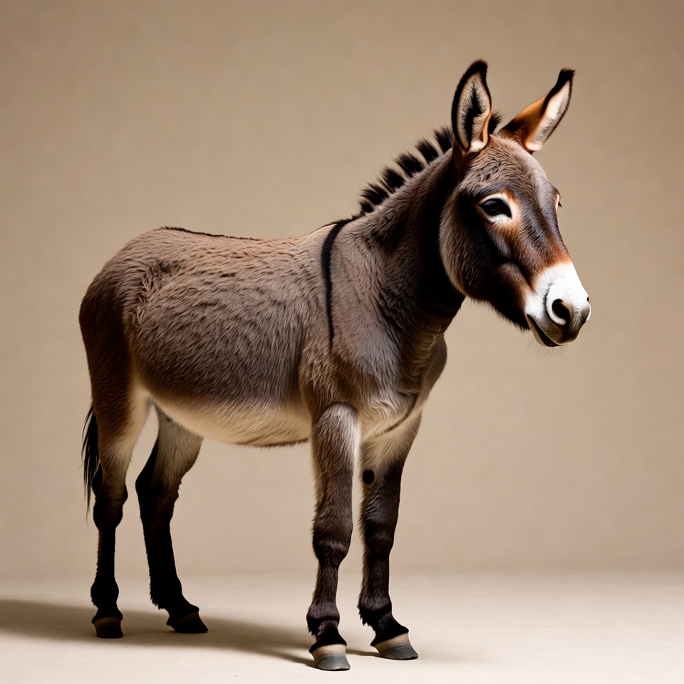 Donkey standing on beige background Donkey standing on beige background