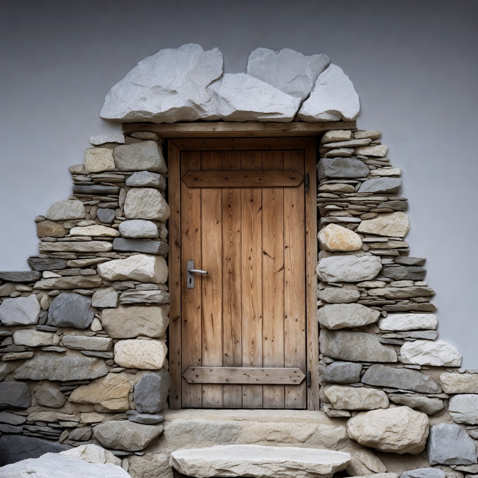 Wooden Door in Stone Archway Wooden Door in Stone Archway