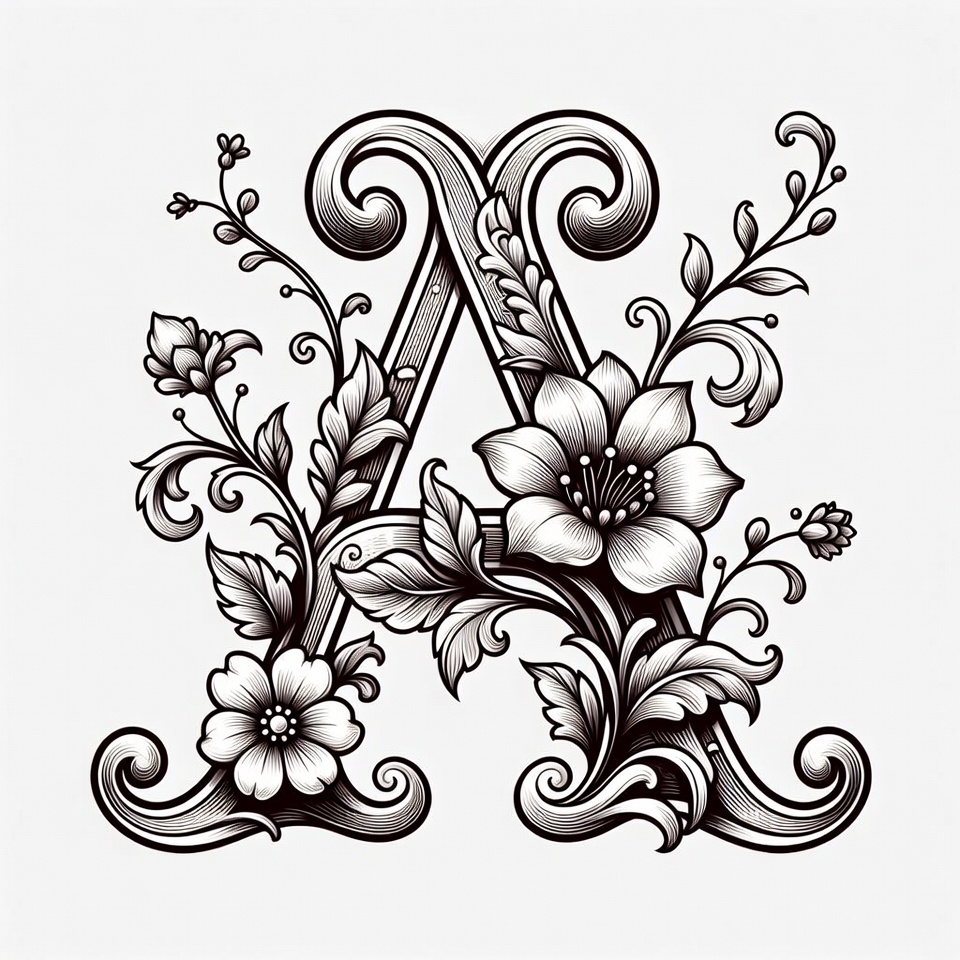 Floral Ornate Letter A Illustration Floral Ornate Letter A Illustration