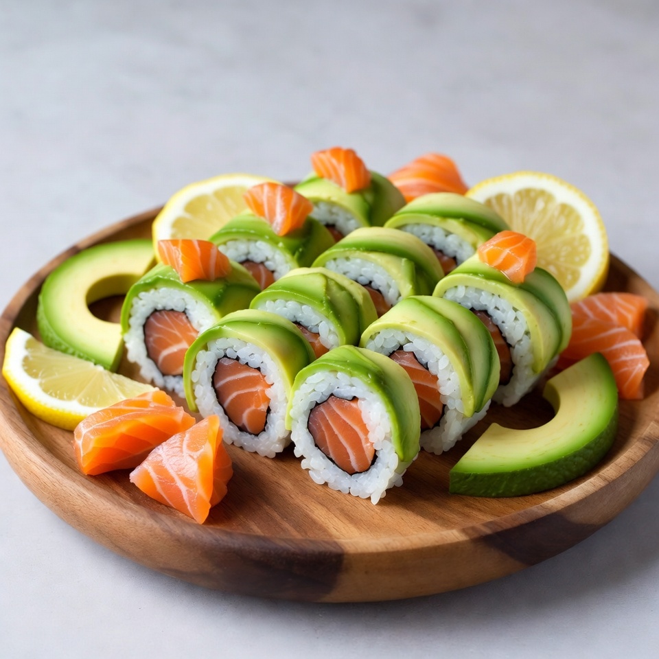 Avocado Salmon Sushi Rolls Platter Avocado Salmon Sushi Rolls Platter