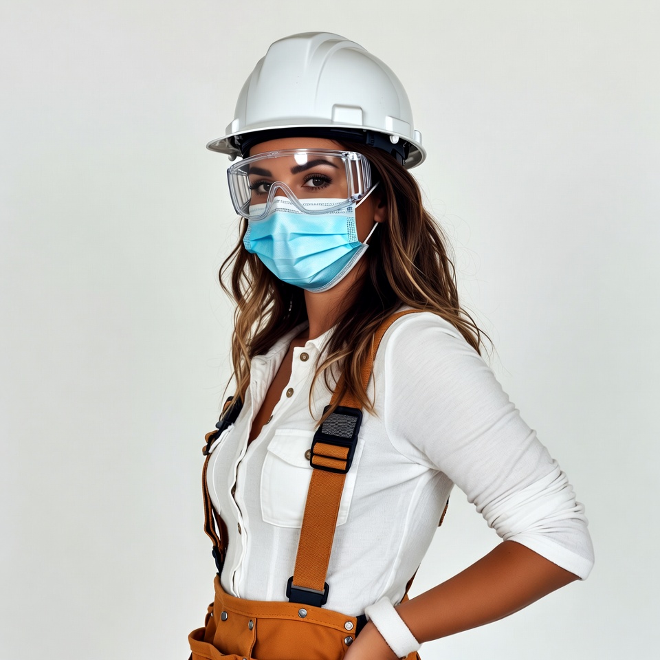 Woman in hard hat safety gear Woman in hard hat safety gear