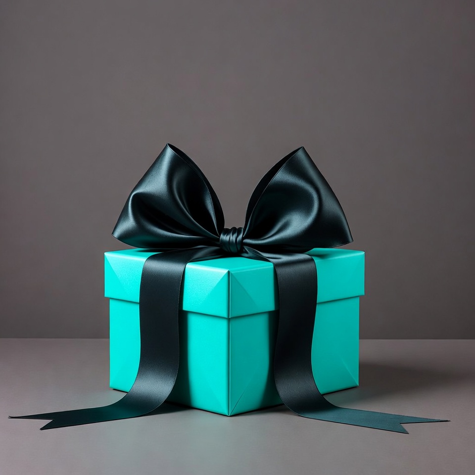 Turquoise gift box with black bow Turquoise gift box with black bow