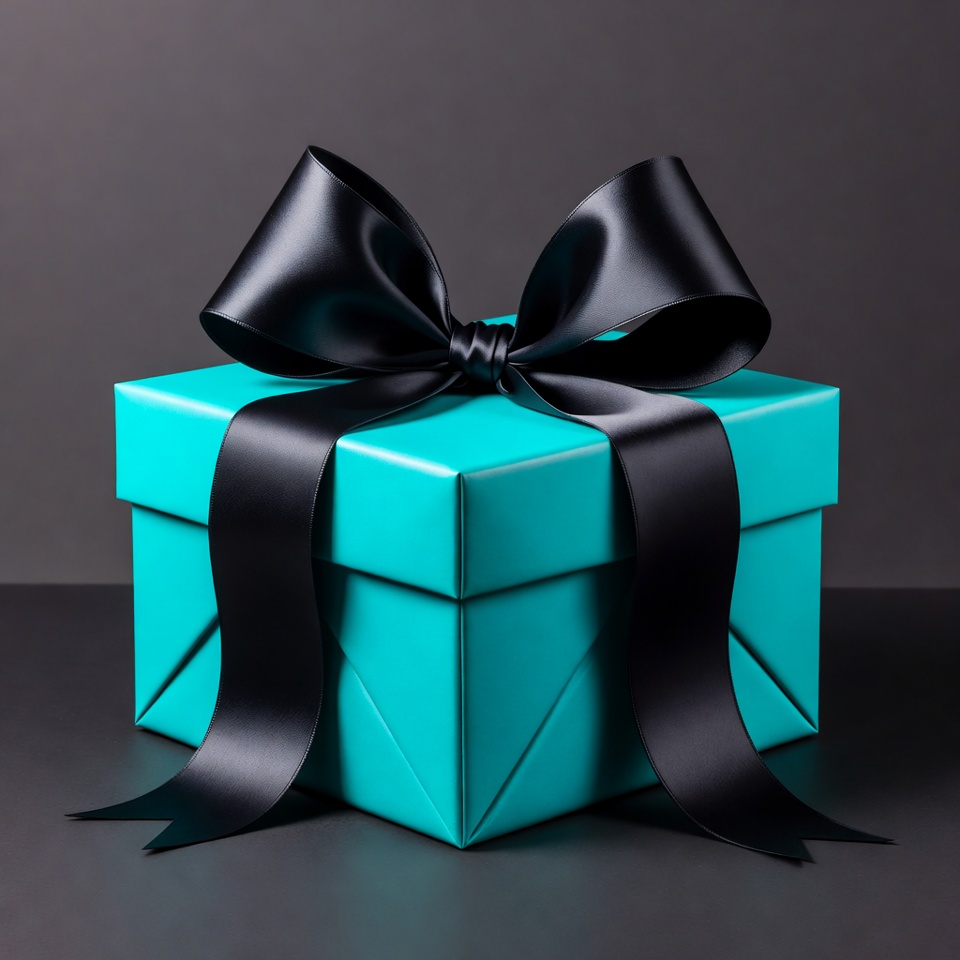 Turquoise gift box with black bow Turquoise gift box with black bow