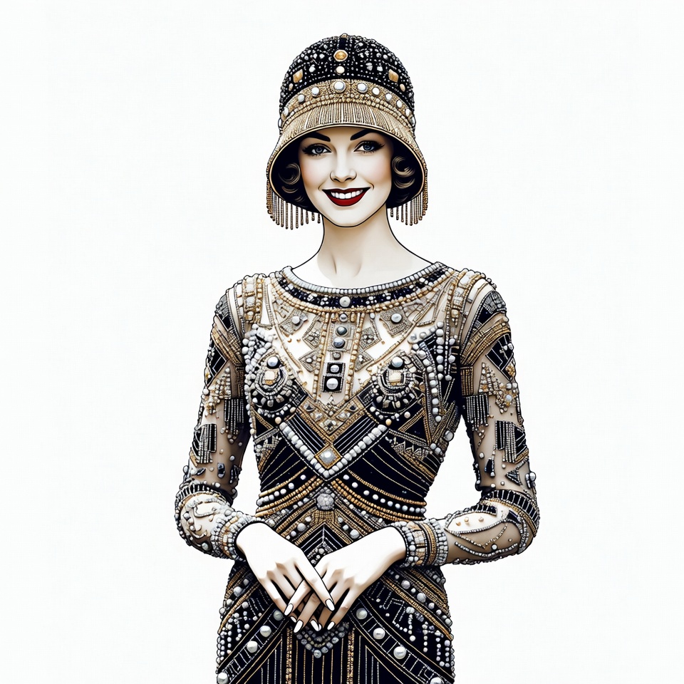 Flapper woman in beaded dress Flapper woman in beaded dress